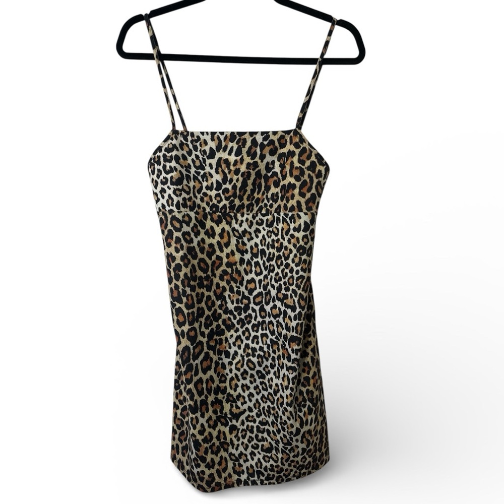 Zara Trafaluc Leopard Print Mini Dress Size S Cheetah Strap Bodycon NEW NWOT